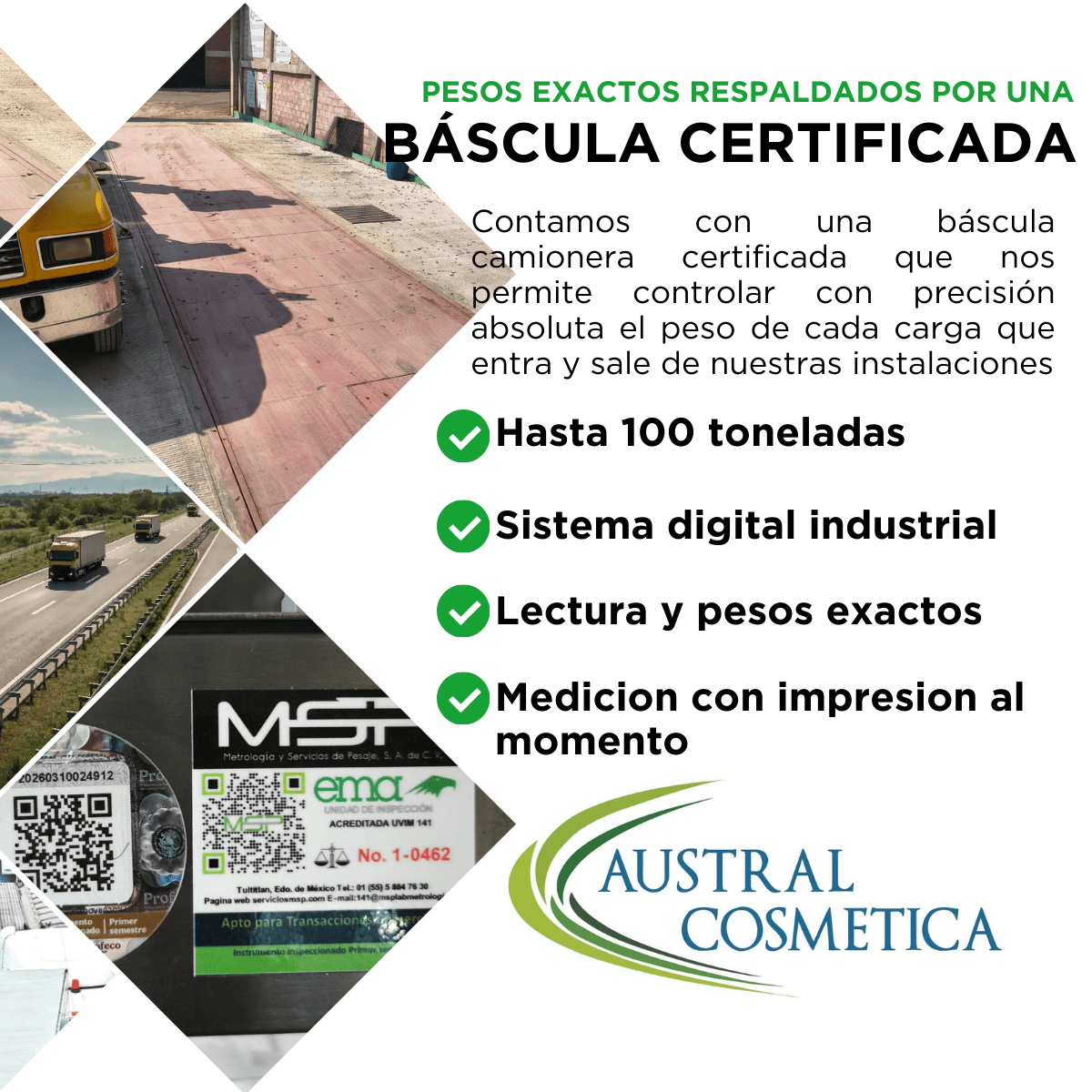 bascula certificada de Austral cosmetica 2026