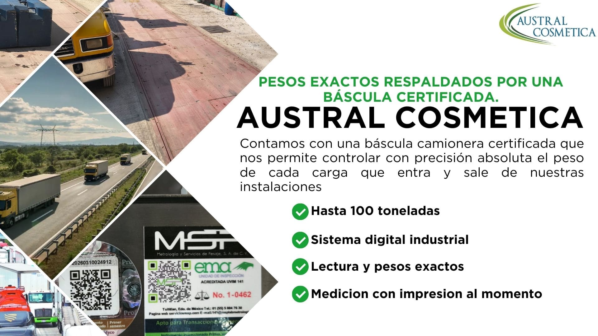 bascula certificada de Austral cosmetica